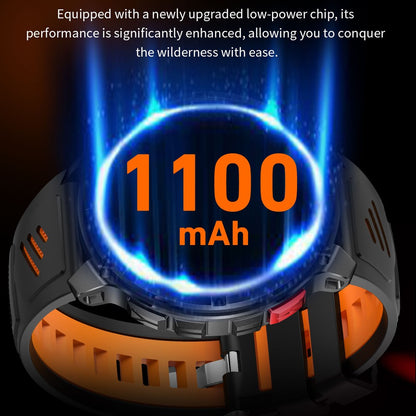 Relógio Inteligente Militar para Homens, Bateria de 1100mAh, Bússola, Monitor de Fitness, Tela AMOLED HD, Chamada BT, Smartwatch para Android IOS
