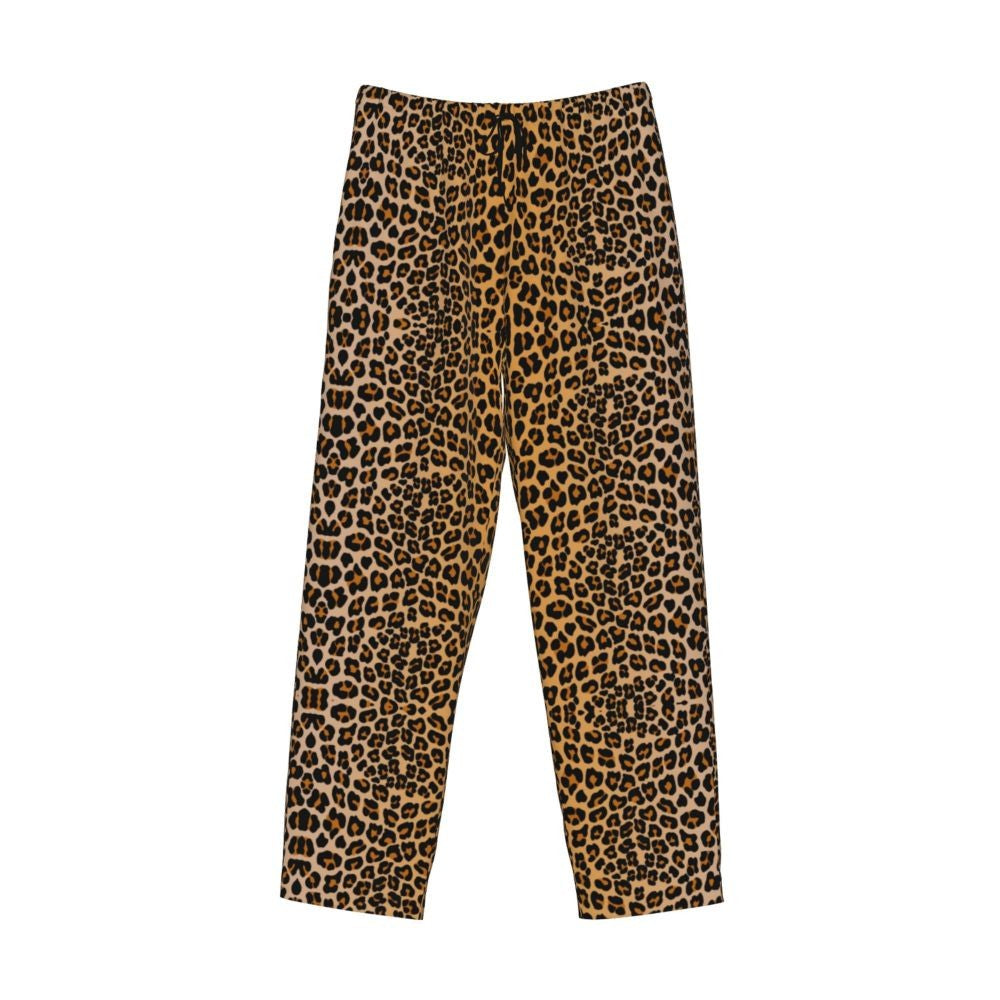 Custom Leopard Print Pajama Pants Men's Animal Skin Sleepwear Lounge Sleep Bottoms Stretch with Pockets