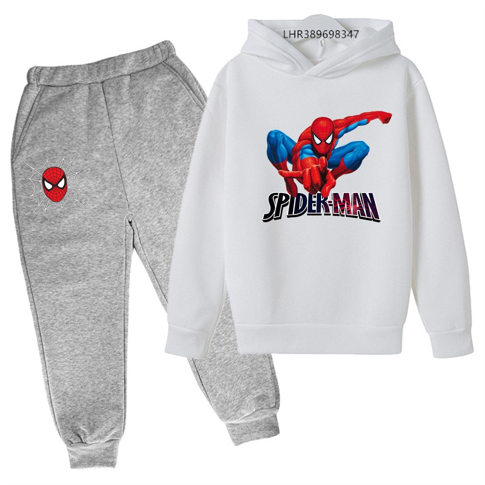 Autumn winter children's hoodie Spider-Man clothing leisure outerwear sweatshirt +pants set  Suitable 3-12 years Boys girls gift