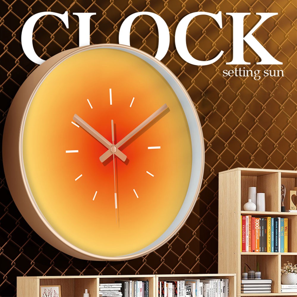 10 Inch Nordic Sunset Wall Clock Fashion Luxury Living Room Non Ticking Creative Fashion Decoration Silent Simple Glass Clock