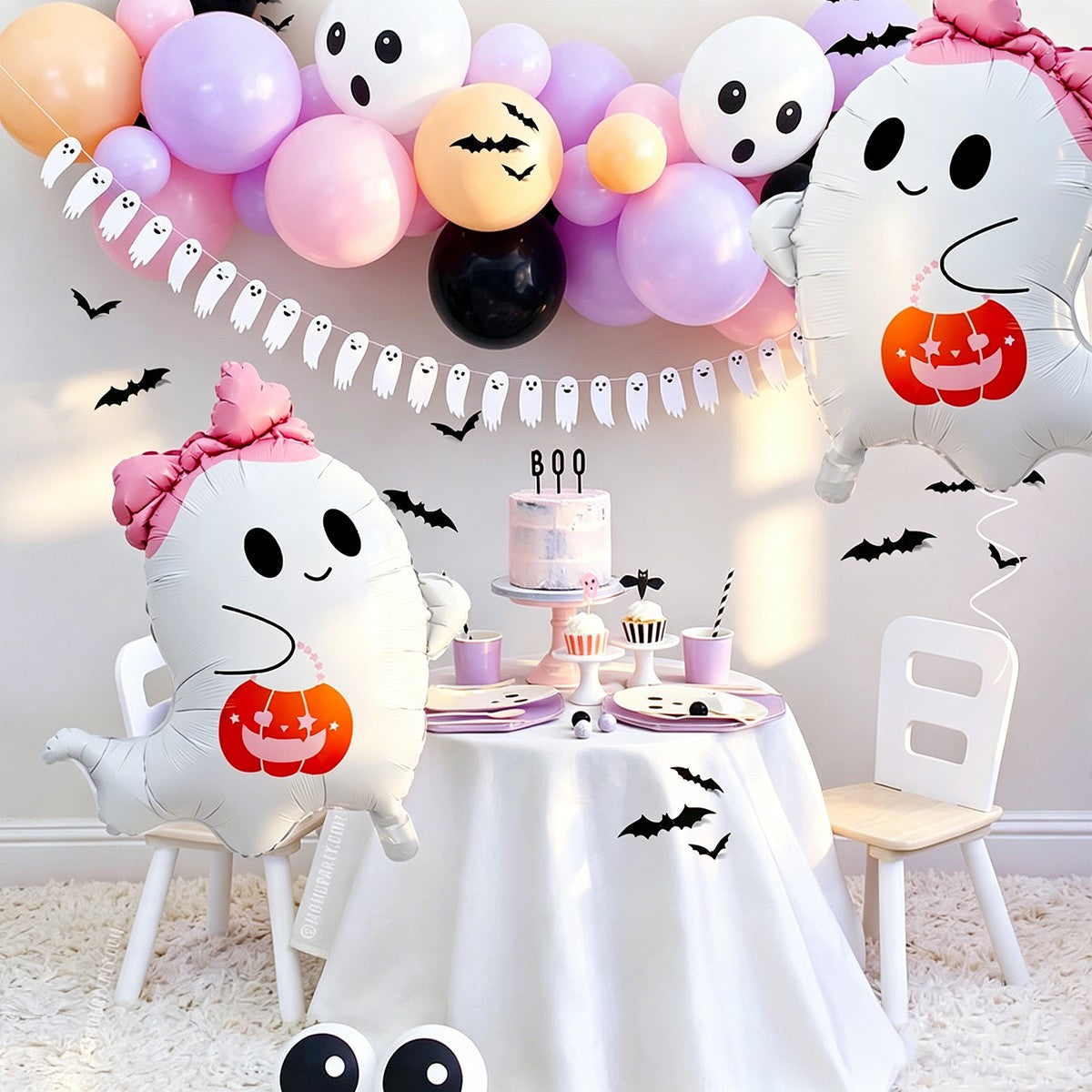 2/4pcs Halloween ghost balloon set, perfect for Halloween decorations, room decor, and spooky-themed atmosphere decorations