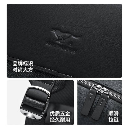 Septwolves Luxury Leather Backpack for Men Monogram Printed Stylish Laptop Backpack 15 Inch Travel Bag Black Business Backpack