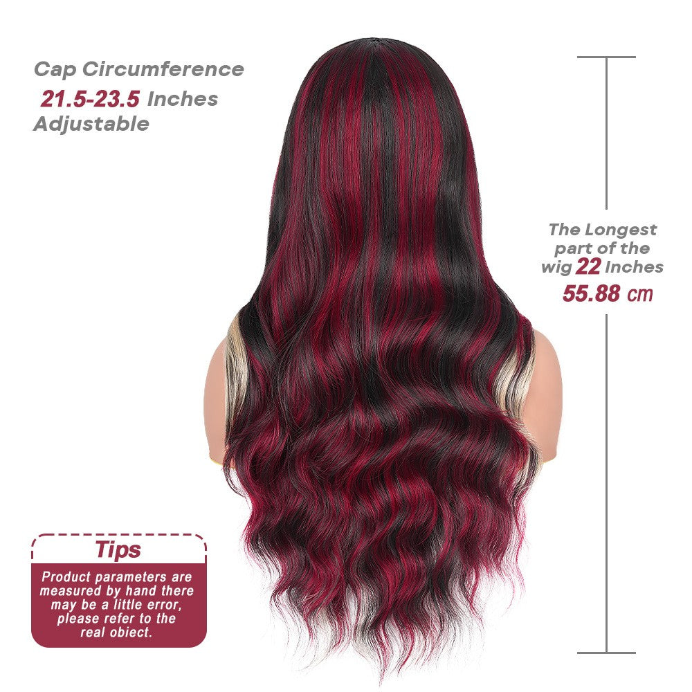 Peruca frontal de renda 13X6 preta com destaque loiro vermelho peruca sintética 13x4 pré-selecionada com linha do cabelo peruca frontal de renda feminina