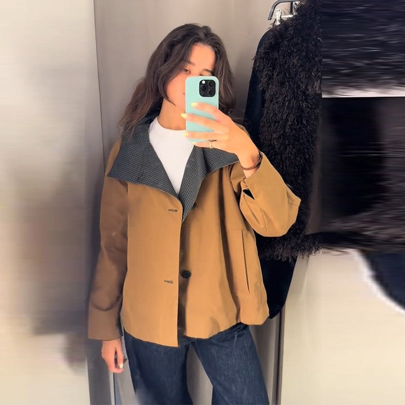 ? Fashion Double Sided Solid Jacket Women Lapel Collar Single Breasted Long Sleeve Coats 2025 Autumn New Lady Utility Outerwear