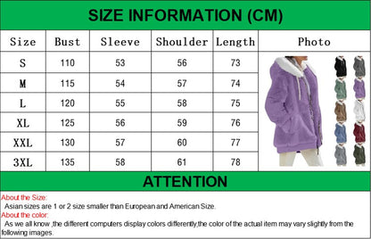 2024 Winter Warm Women Jackets Plush Casual Loose Fleece Plaid Y2K Hooded Zipper Fashion Cashmere Warm Solid Color Ladies Coats