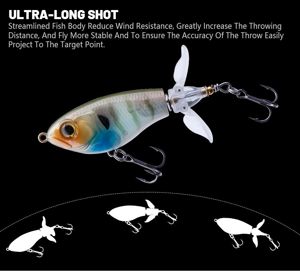 Iscas de Pesca TREHOOK 9g/16g de Superfície Whopper Popper Cauda de Hélice Dupla Giratória Isca Artificial Flutuante