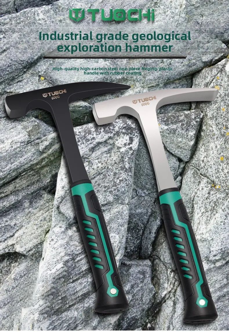 Damaly, Martelo Geológico Profissional, Martelo de Exploração, Martelo Integrado Pontiagudo Multifuncional, Martelo para Pedreiras/Mineração,