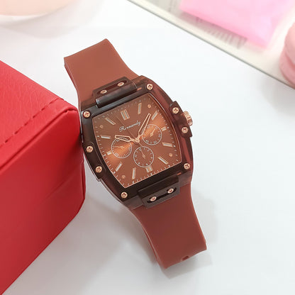Cross border foreign trade new sports and leisure square silicone scale three eye women's quartz watch manufacturer in stock