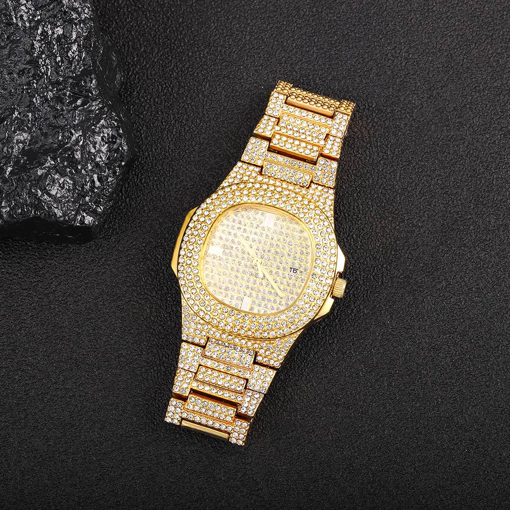 Luxury Diamond-Encrusted Hip Hop Watch Exquisite Fashion Design for Men And Women Casual Party Business Gift