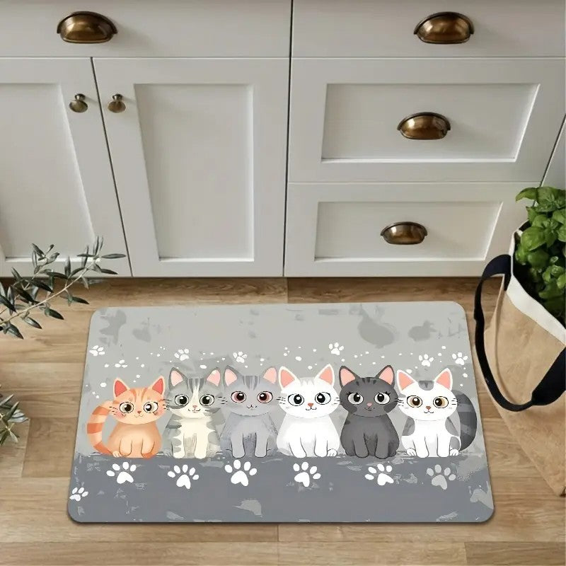 VIKAMA Cartoon Cat Paw Non-Slip Washable Floor Mat--Game Room Rug for Living Room, Bedroom,Home Decor, With Bathroom Accessories