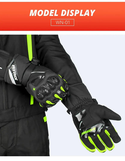 Luvas de Moto de Dedo Inteiro à Prova de Vento para Motoqueiros, Luvas de Moto Impermeáveis com Tela Sensível ao Toque, Luvas de Motocross de Inverno