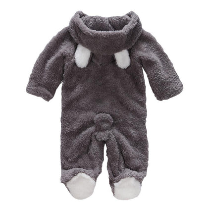 Winter Newborn Baby Plush Bodysuit Jumpsuit Cartoon Hoodies Boy Girl Romper Twins Clothes Korean version 0-12M