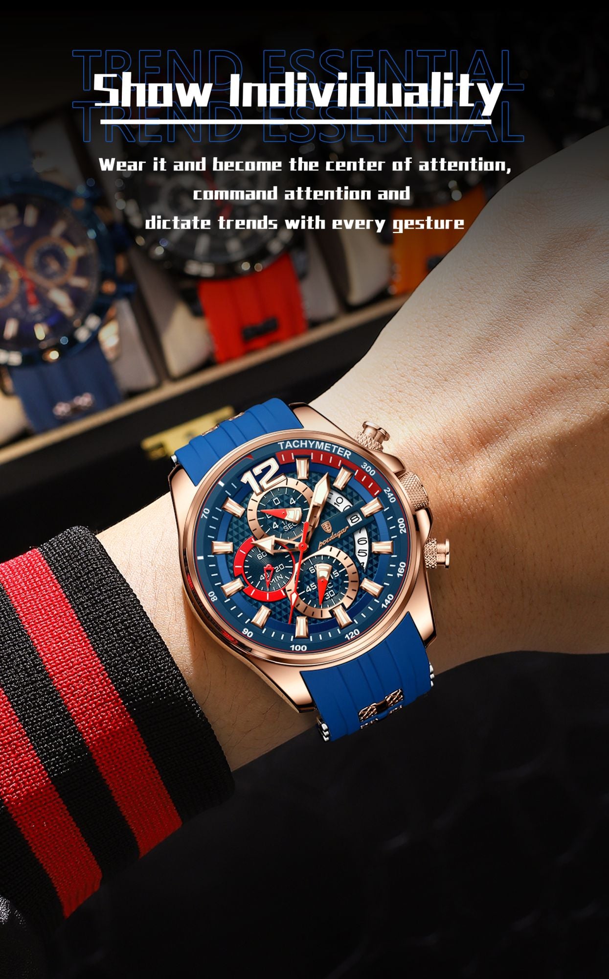 POEDAGAR Luxury Military Men Watch Calendar Chronograph Waterproof Luminous Man Wristwatch Fashion Silicone Quartz Men's Watches