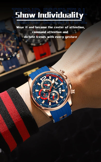 POEDAGAR Luxury Military Men Watch Calendar Chronograph Waterproof Luminous Man Wristwatch Fashion Silicone Quartz Men's Watches