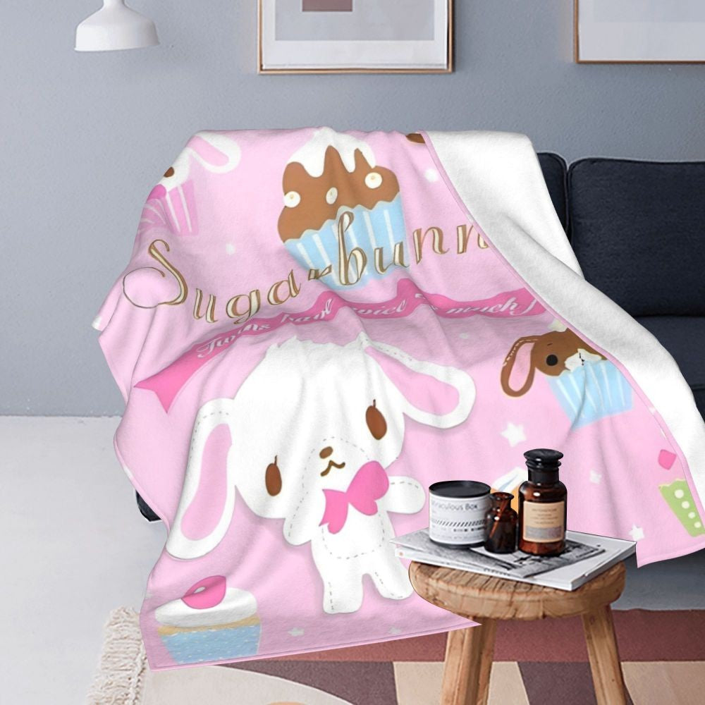 Sugarbunnies Sugar Rabbit Knitted Blanket Fleece Super Soft Throw Blankets for Outdoor Travel Bedroom Quilt
