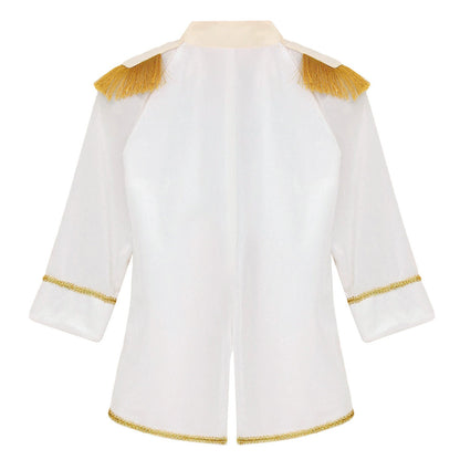 Little Boys Prince Cosplay Costume Long Sleeve Gold Fringe Braiding Velvet Tuxedo Tailcoat Royal Court Cosplay Jacket Dress Up