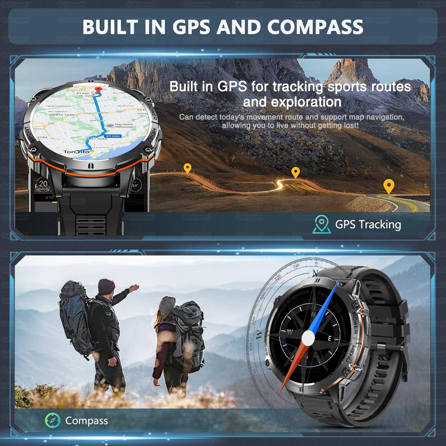 Smartwatch T-Rex 3 Militar Bateria 1000mAh 10ATM À Prova D'água GPS Bússola Altímetro Chamada AMOLED Masculino Natação Esportivo