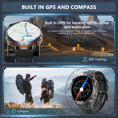 Smartwatch T-Rex 3 Militar Bateria 1000mAh 10ATM À Prova D'água GPS Bússola Altímetro Chamada AMOLED Masculino Natação Esportivo