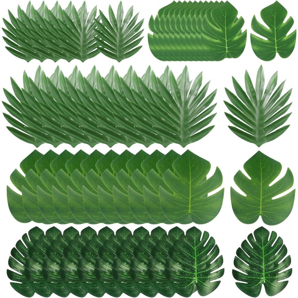 10PCS Tropical Palm Leaves Summer Monstera Artificial Silk Turtle Leaves for Home Hawaiian Luau Beach Wedding Party Decor