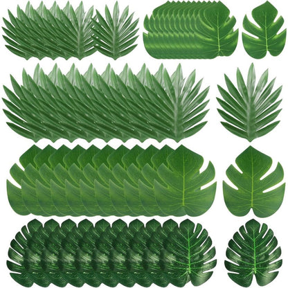 10PCS Tropical Palm Leaves Summer Monstera Artificial Silk Turtle Leaves for Home Hawaiian Luau Beach Wedding Party Decor