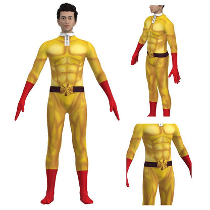 One Punch Man Cosplay Costumes For  Saitama Anime Cosplay Bodysuit Superhero Halloween Jumpsuits Outfits with Cloak Role