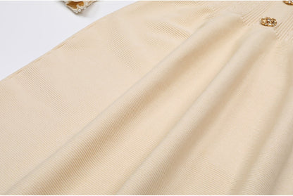 High Quality Spring And Autumn New Fashion Knitted Heavy Industry Pearl Slim Fit And Slimming Round Neck Long Sleeved Dress