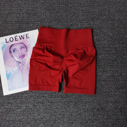 Yoga Shorts Peach Hot Girls Three-Cross Pants High Waist Knitted Pressure Running Sport Elastic Belly Lifting Butt Tight Pants