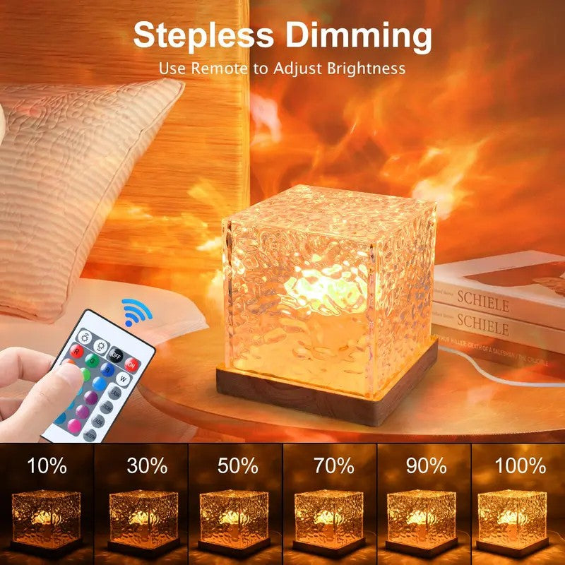 Ocean Wave Aurora Projector Light USB Remote RGB Water Ripple 16 Colors Night Light Home Office Bar Living Room Ambient Light