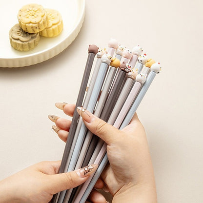 22cm 3D Bonitos Desenhos Animados Animais Hashi Para Crianças Hashi Chinês Comida Sushi Varas Casa Cozinha Louça Jantar Ferramenta de Cozinha