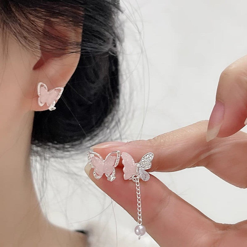Brincos de Borboleta com Flores Coloridas, Conjunto de Sete Peças para Mulheres, Acessório Diário Personalizado, Joias de Festa, Presentes de Aniversário