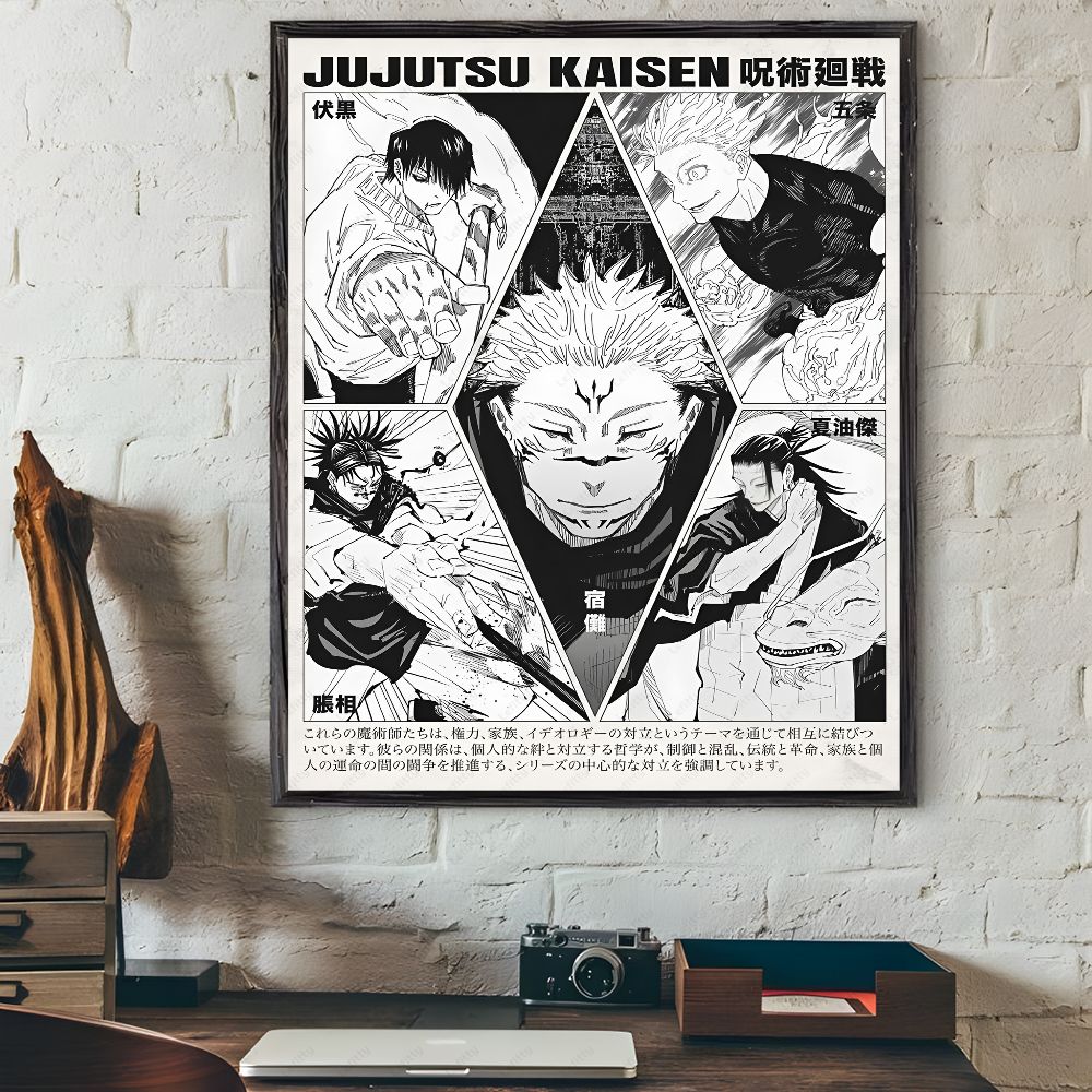 J-JujutsuES Japan Anime K-KaisenES Poster Sticky Wall Art Printing Waterproof Home Living Bed Room Bar Hallway Aesthetic Decor