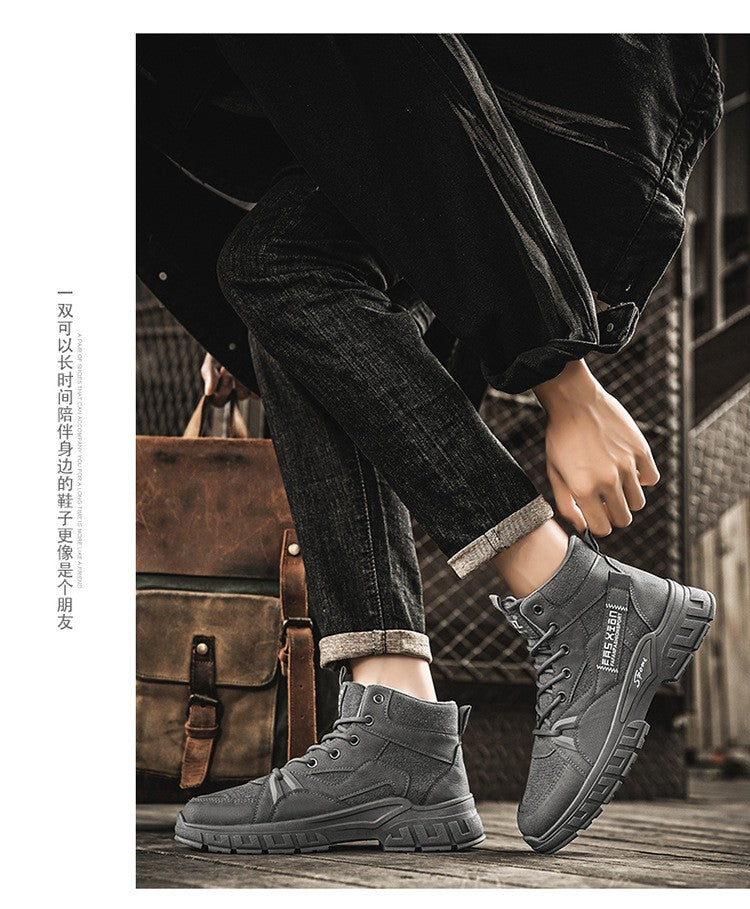 2025 new men's retro high top work boots, anti slip and durable hiking shoes, comfortable tactical desert outdoor men's shoes