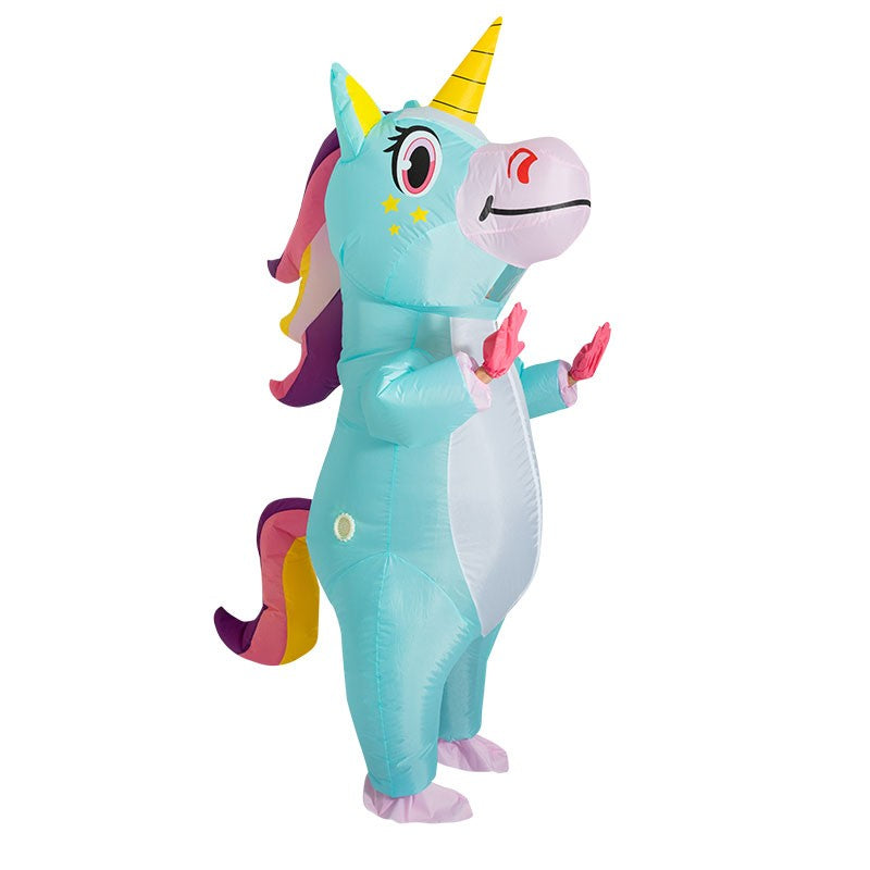 Inflatable Unicorn Costume Adult Kids Rainbow Halloween Costumes for Wommen Men Adult Carnival Mascot Christmas Cosplay