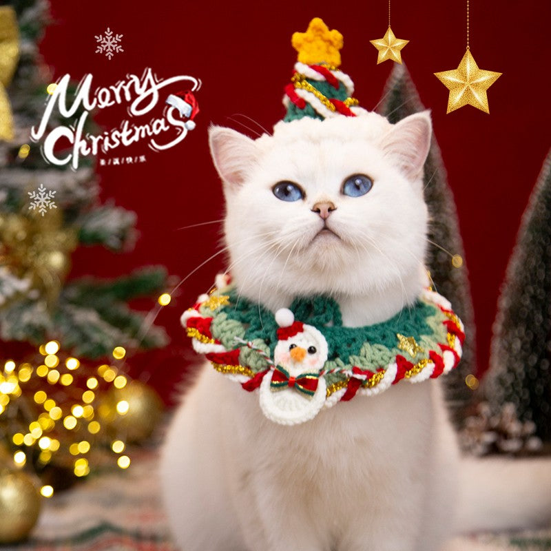 Roupa de Gato Fantasia Ano Novo 2026 Coleira de Cachorro Gato Natal Doce Lenço para Pet Gatinho Cachorrinho Roupa de Fantasia Festival da Primavera Fofa
