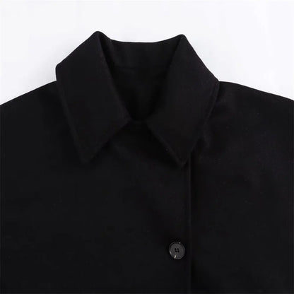 Women's Oblique Button Loose Batwing Sleeve Jacket Coat Lapel Double Pocket Warm Solid Vintage Outerwear Fall Winter Coat