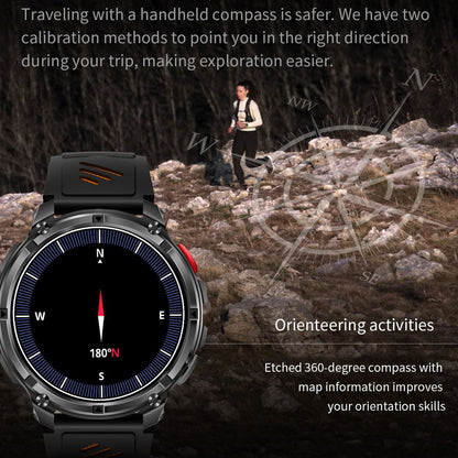 Relógio Inteligente Militar para Homens, Bateria de 1100mAh, Bússola, Monitor de Fitness, Tela AMOLED HD, Chamada BT, Smartwatch para Android IOS