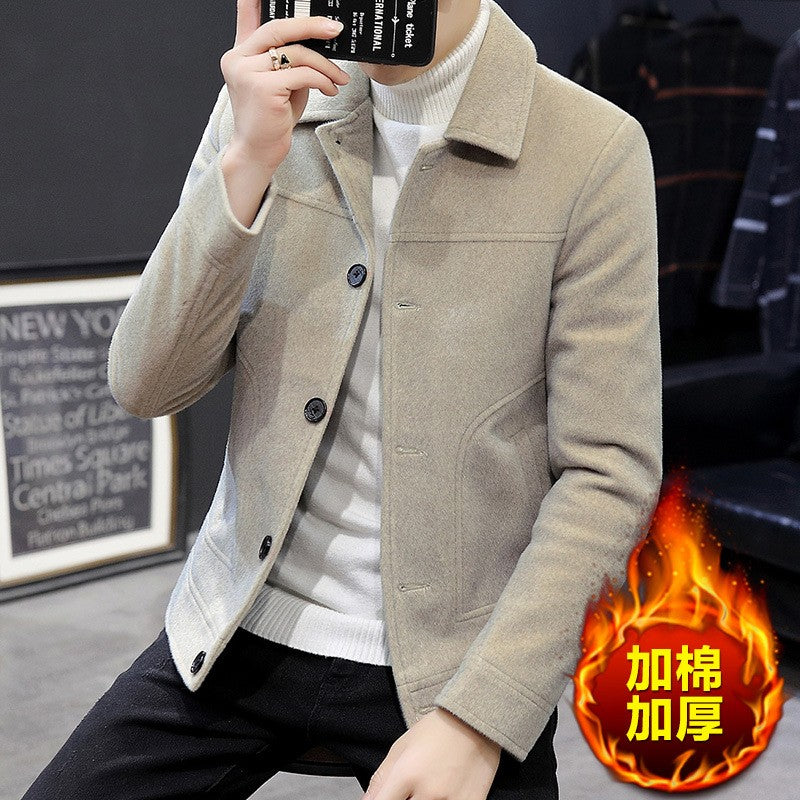 Autumn Winter Short Woolen Coat Merino Wool Men Korean Mink Imitation Jacket Trendy Heavy Clothes Mens Overcoat Heren Jas