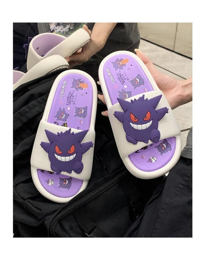 Kawaii Pokemon Anime Peripherals Gengar Cartoon Outdoor Sandals Summer Home Shoes Flip Flops Birthday Gift