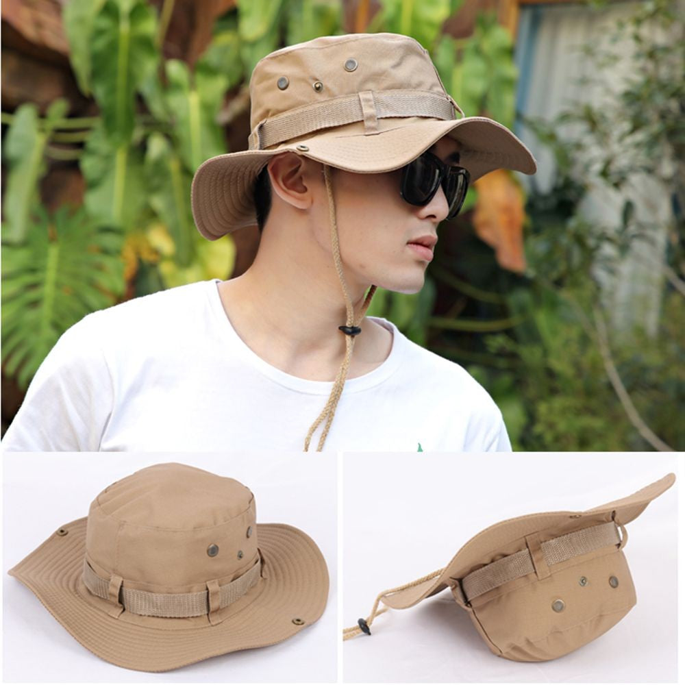 Men Fishing Wide Brim Neck Flap Cover Sun Bucket Hat Hiking Cap Summer Hiking Fisherman Caps