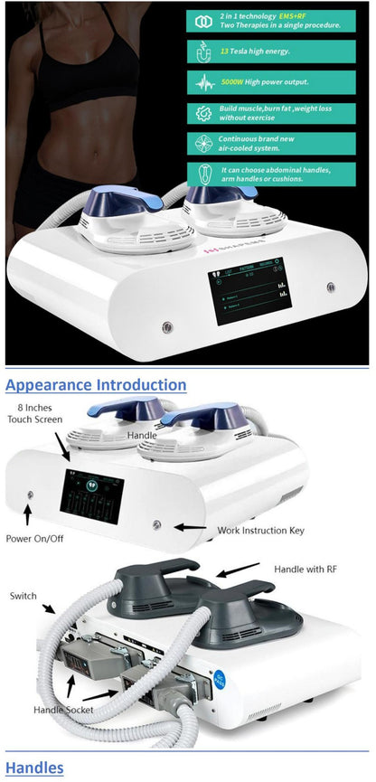 11.11 Portable 2 Handle Mini EMS 6500W Electric Muscle Stimulator 200HZ Fitness Machine Weight Loss Home Using Muscle Building