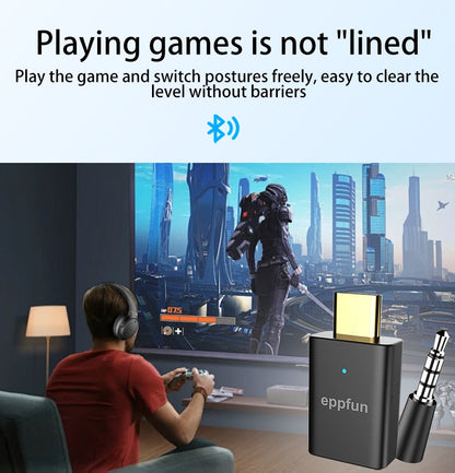 eppfun LE Audio LC3 Bluetooth5.4 Audio Transmitter aptX-LL/HD Type-c Wireless Stereo Music Adapter with Auracast for PC TV PS4/5