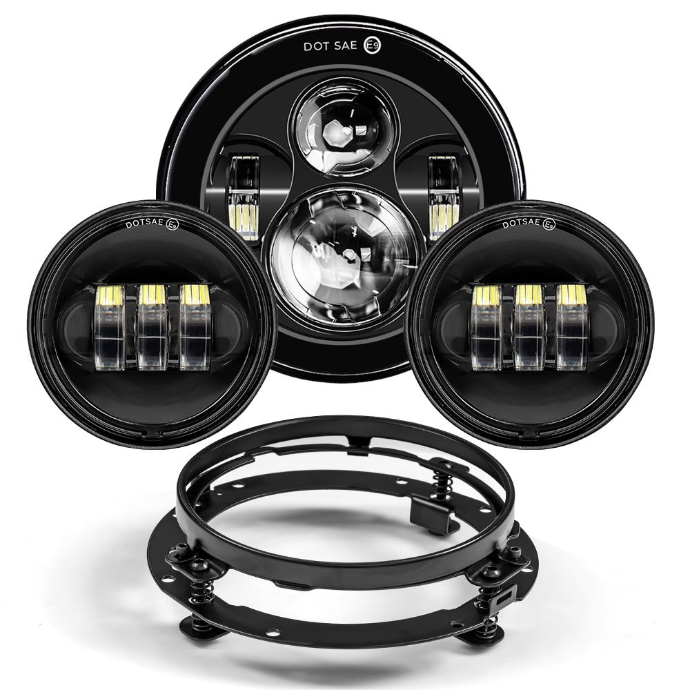 Farol de LED de 7 polegadas + Faróis de Neblina de 4,5 polegadas Suporte de Montagem de 7" Peças para Harley Touring Electra Glide Road King Street Glide