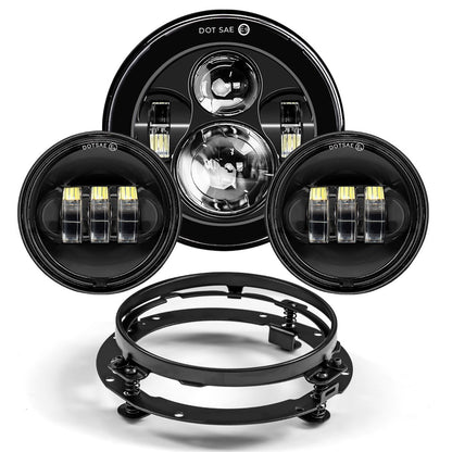 Farol de LED de 7 polegadas + Faróis de Neblina de 4,5 polegadas Suporte de Montagem de 7" Peças para Harley Touring Electra Glide Road King Street Glide