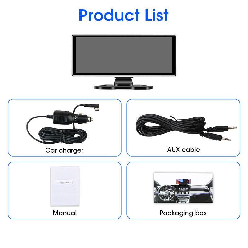 Câmera veicular 4K de 10/11,26 polegadas DVR automotivo sem fio Carplay e Android Auto Navegação GPS Gravador de vídeo Painel de controle Lente dupla Wi-Fi FM AUX