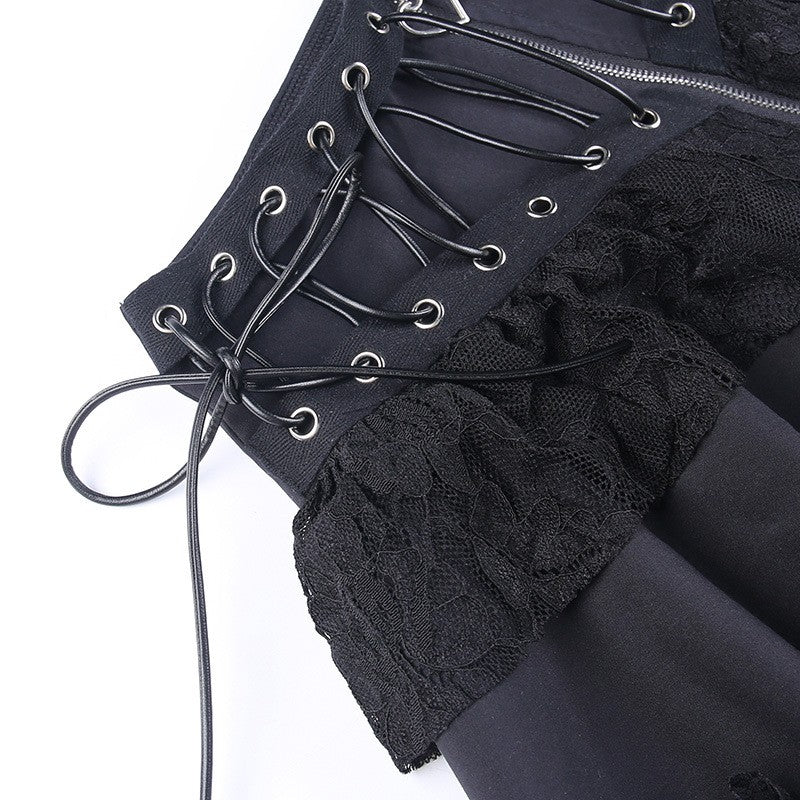 Women's Punk Vintage High Wasit Skirt Zipper Front Japanese Style Kawaii Black Harajuku Gothic Skater Cosplay Mini Skirts