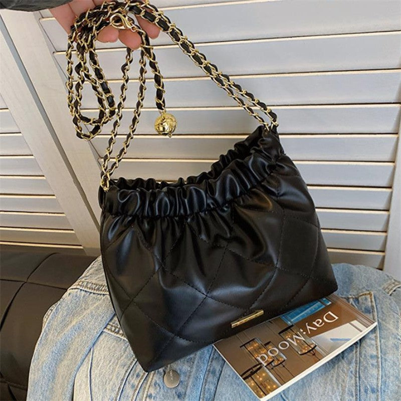 Chic Quilted Embroidered Thread Pu Women's Bag Fashion Chain Single Shoulder Bag, Stylish Crossbody Bag Perfect for Everyday Use