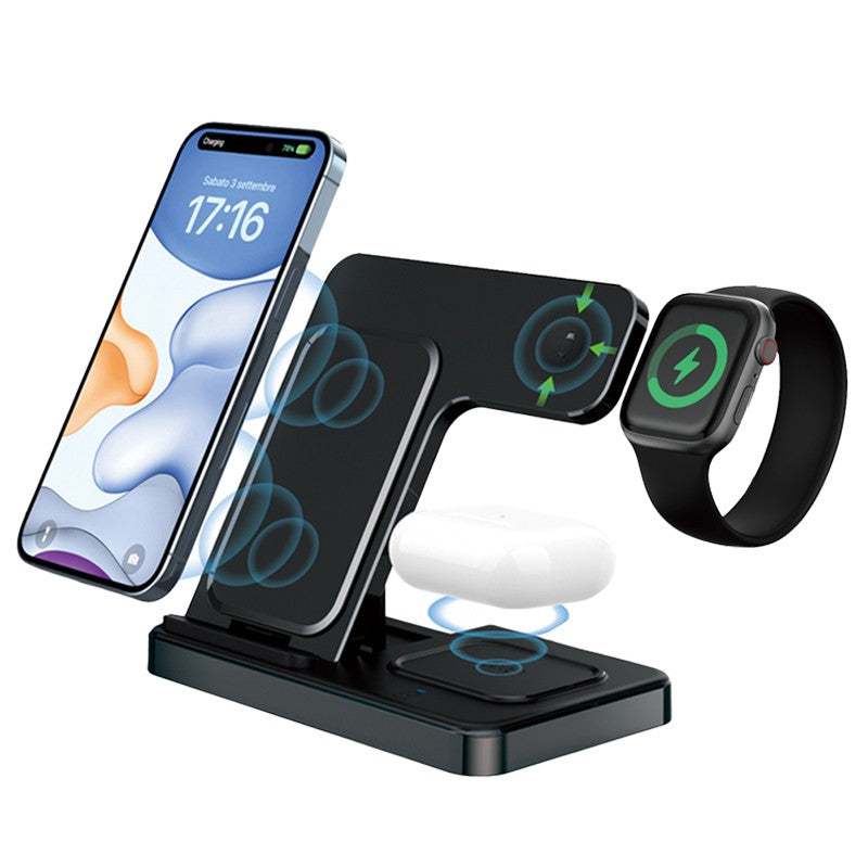 Base Carregadora Sem Fio Rápida 300W Dobrável para iPhone 16 15 14 13 12 Pro Max Apple Watch Airpods