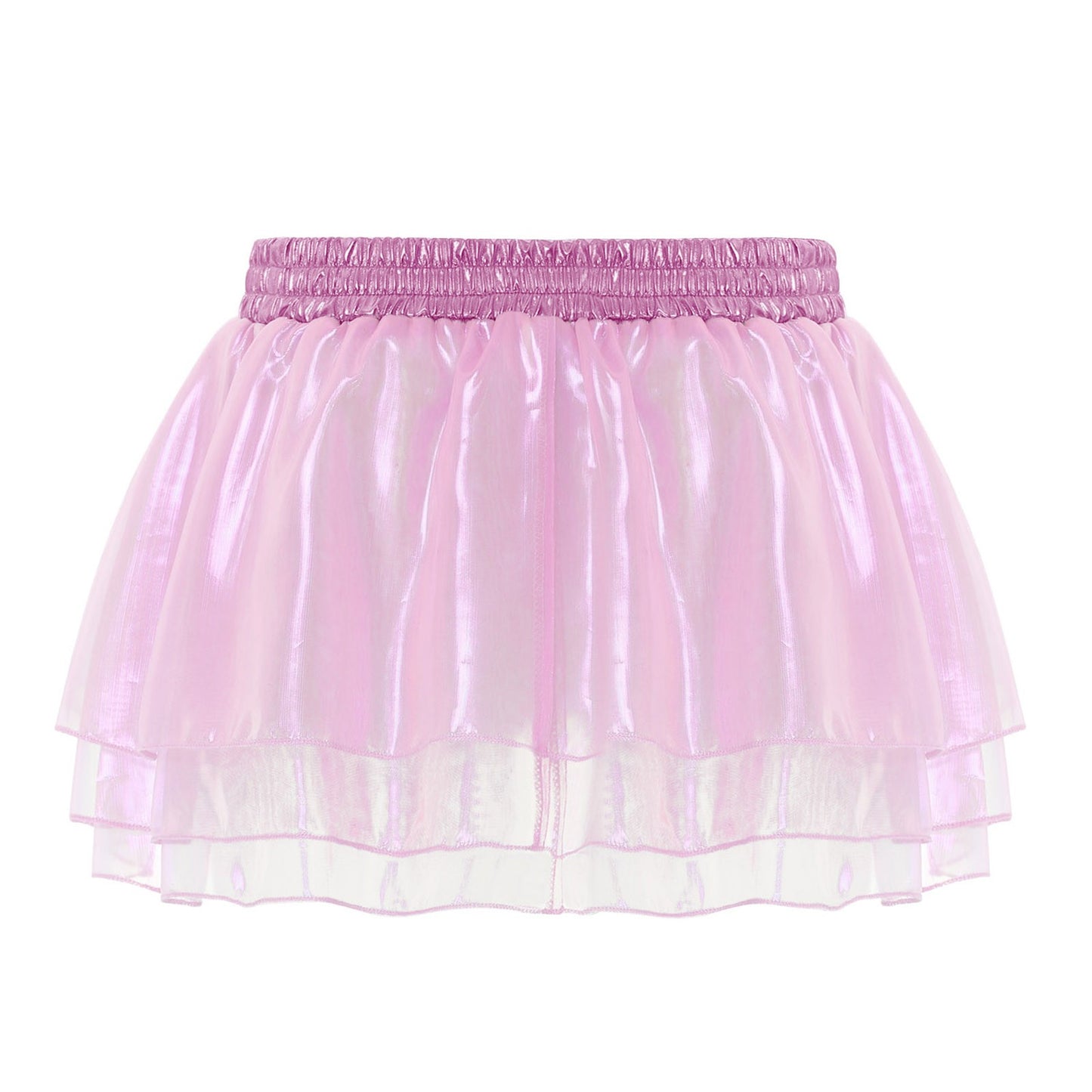 Womens Tiered A-line Pleated Short Skirt Shiny Glitter Skirt for Rave Festival Pole Dance Bar Party Skirt Night Club Costume