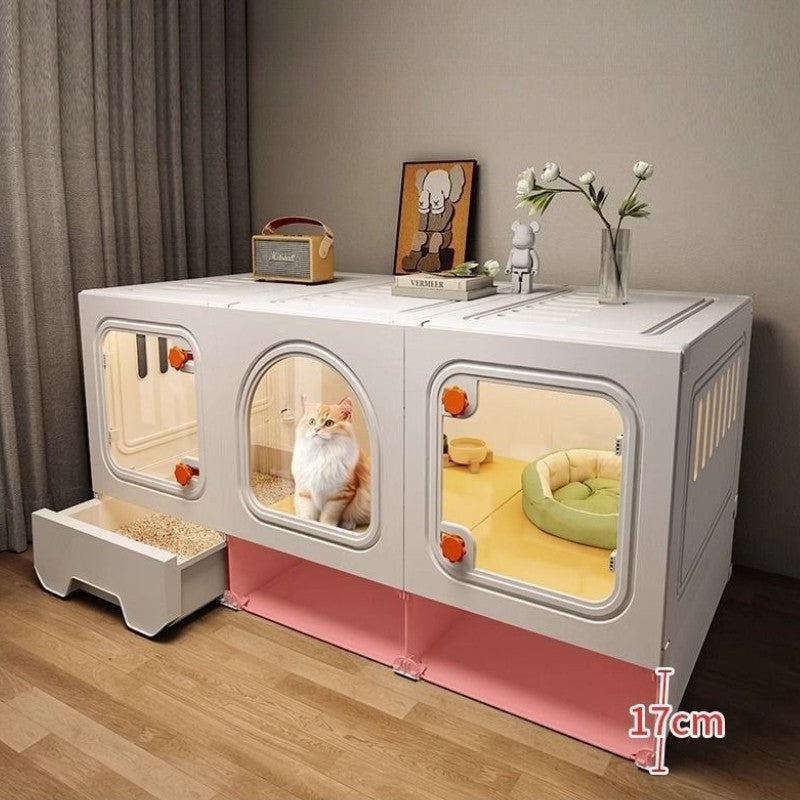 Casa de Gato Grande Gaveta Transparente Casas de Gato Habitats Divisão Gatos de Estimação Gaiola de Gatinhos com Quarto de Armazenamento Gaiolas de Gatinhos