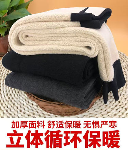 -30° Winter Thicken Keep Warm Long Wool Sheepskin Pants One Piece of Fur Men's and Women's High Waist Wool Liner Pants